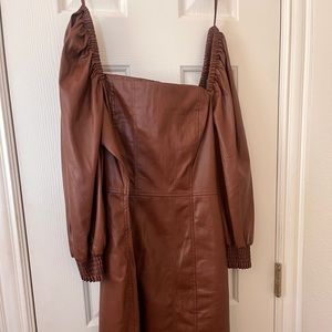Women's Faux-Leather Brown Dress